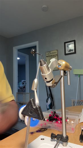 A messy little crappie jig with some finesse chenille and a flashabou to get the day started. I started tying in June and I’ve quickly fallen in love with and almost tie more than I fish now. #fishing #flyfishing #fyp #foryoupage #foryou