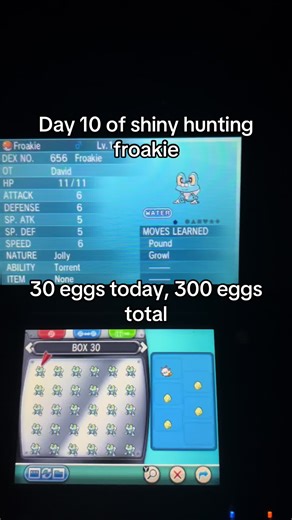 Day 10 of shiny hunting froakie in Pokémon ORAS using the masuda method #pokemon #foryoupage #shinyhunt