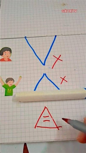 DRAW A TRIANGLE WITH 2 LINES