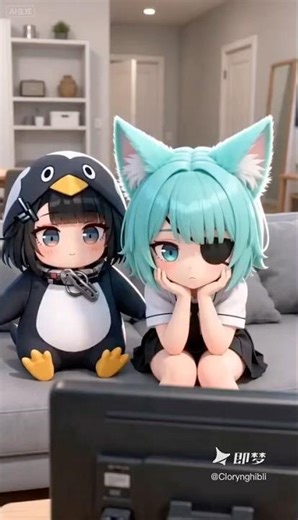 Don’t Give Penguin Chocolate 😭 Cat Girl Angry #healing #anime #chibi