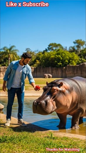 Sad Hippo Turns Super Happy in One Bite! 🍉The Smartest Hippo Ever? Watch This Cute Moment!