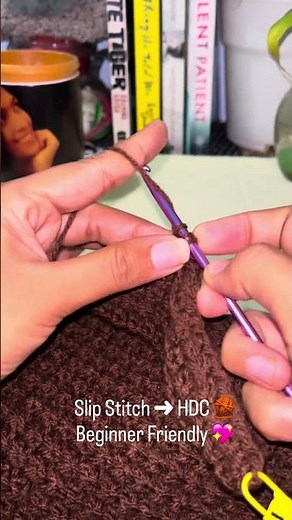 “Slip stitch & half double crochet 🧶✨Easy for beginners ”