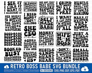 Retro Boss Babe SVG Bundle: Empowerment Graphics (cricut & Silhouette) - Etsy