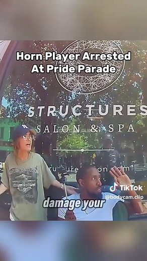 After police confront a horn player about having amplified sound, the man is uncooperative about turning it off. The situation quickly escalates and the man is placed under arrest. #bodycamera #fypツ #policevideos | Cops Corner