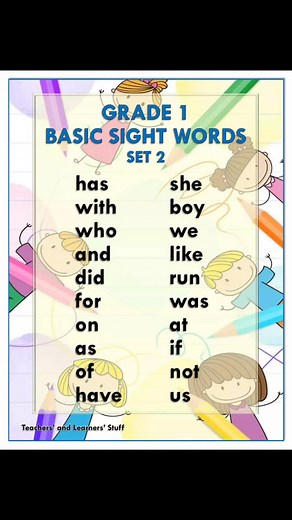 Essential Sight Words for Grade 1 Students