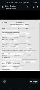 CLASS 5MATHEMATICSREVISION WORKSHEET - 1 (2023-24)Based on ... | Filo