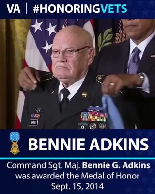 #HonoringVets: Bennie G. Adkins Bennie Adkins is a true American hero. He served in the U.S. Army for more than 20 years, 13 of which were in Special Forces. We remember his selfless service and honor the sacrifices he made for our country. | U.S. Department of Veterans Affairs