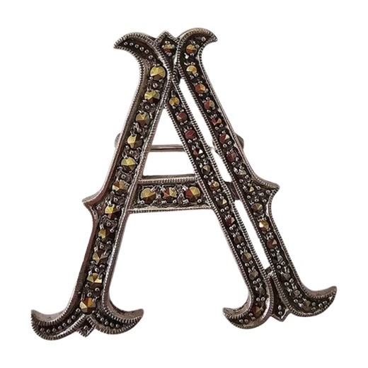 Vintage Sterling Silver Marcasite Initial A Brooch | Signed SW Letter Pin - Etsy