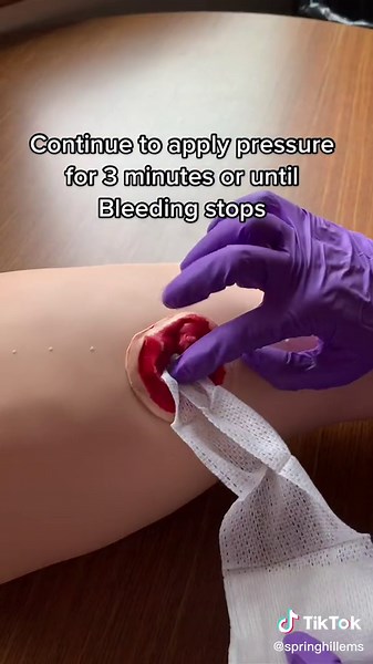 How to pack a wound. #stopthebleed #fakebody #fakeblood #ems #emt #bls #als