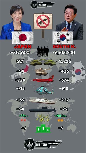 Japan 🇯🇵 vs South Korea 🇰🇷 Military Power Comparison 2025