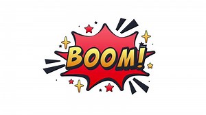 Animated Boom Comic Explosion with Green Screen and White Background
