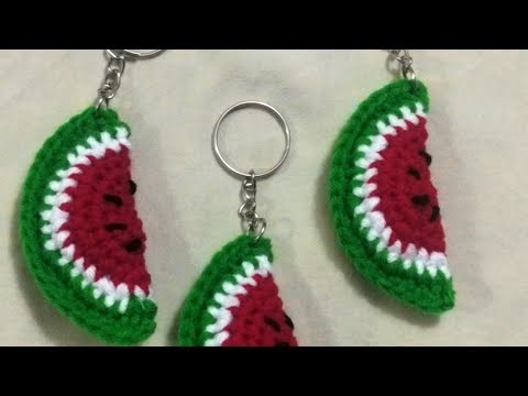 Crochet Watermelon Keychain Tutorial 🍉 | Easy DIY for Beginners