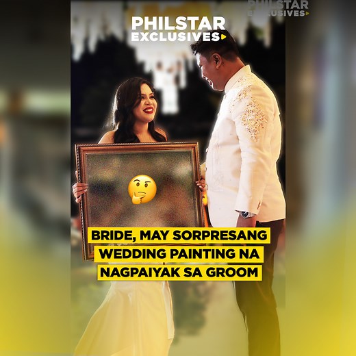 123K views · 336 reactions | ‘SIGURADONG-SIGURADO NA SIYA SA’MIN’ Umulan happy tears sa araw ng kasal ng couple na ito matapos ang big revelation ng bride sa kanyang wedding gift— isang painting kasama ang amang yumao ng groom. #PhilSTARExclusives Panooring ang emosyonal na tagpo sa videong ito: | Philippine Star | Facebook