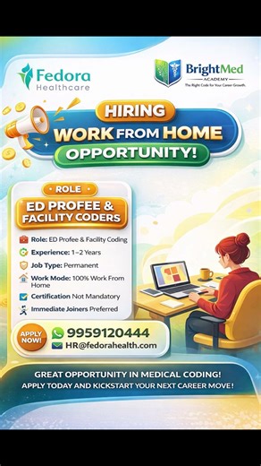 🔥 Work From Home Medical Coding Job | ED Profee & Facility Coders Hiring | Apply Now!