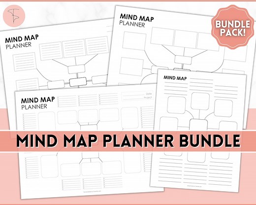 Mind Map Template, Printable Mind Map Planner, Study Guide Template, Brain Dump, Brainstorm, Brainstorming, Idea Map, Note Taking Diagram - Etsy
