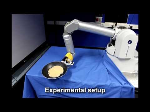 Pancake flipping robot learns by itself