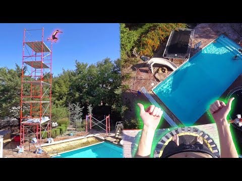 Backyard Trampoline Cliff Jumping From 5 Stories