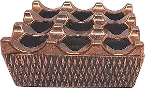 DLK - Modern Design Metal 9 Hollow Grid Cigarette Ashtray - Indoor or Outdoor Cigarette Ashtray - Ash Container for Smoker - Ash tray is Made Grid Lid and as Aluminum Body, Copper