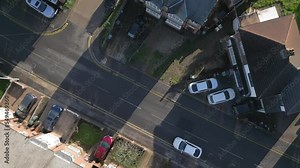Streets of Luton in the UK Showing Houses and Roads Aerial View