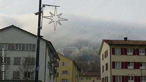 day time adliswil city fog hill walking panorama 4k switzerland