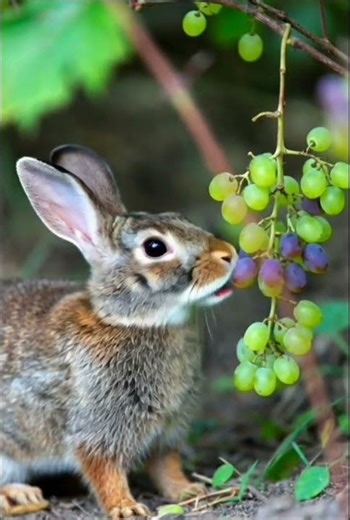 cute rabbit eats grape cluster #rabbit #mycuterabbit