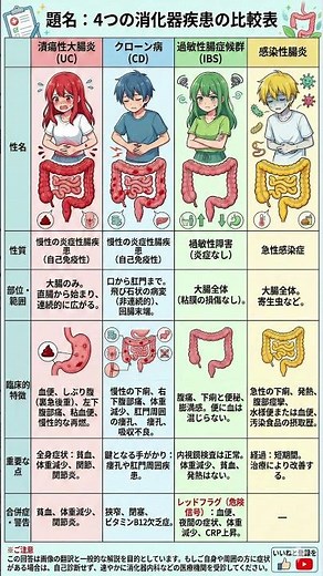 【10秒で健康】お腹の悩み これって病気？「潰瘍性大腸炎・クローン病・IBS・感染性腸炎」の違いを徹底解説！