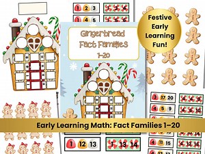 Gingerbread Math Fact Families 1–20 | Early Learning Christmas Math Printable | Fact Families Worksheet | Visual Math Tools for Homeschool - Etsy