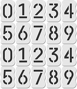 Curb Stencil Kit for Address Painting – Includes All Numbers, 4-Inch Durable & Reusable Plastic Stencils for Sidewalks, Pavement, and Industrial Use (2 of Each, Classic Font)