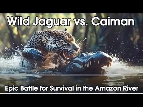 "Wild Jaguar vs. Caiman: Epic Battle for Survival in the Amazon River!"