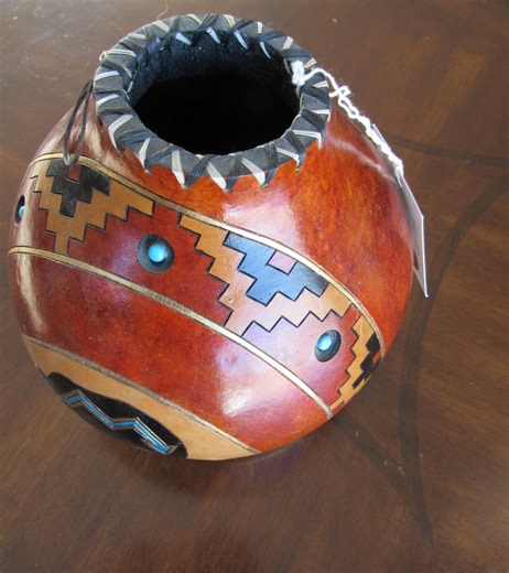 Turquoise, Gourd Art Southwestern Home Decor Handmade by Karen Matheke/native American Design/ Signed by an Artist. - Etsy