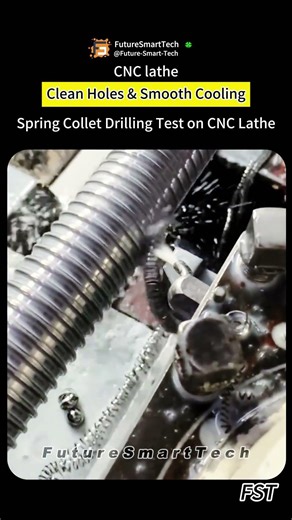 Spring Collet Drilling Test on CNC Lathe｜Clean Holes & Smooth Cooling