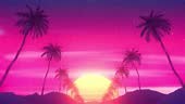 Synthwave or Retrowave Landscape Looped VJ Animation.