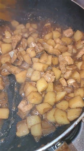 Pork adobo with potatoes #cooking #porkadobo #satisfying #filipinofood #food #vlogs