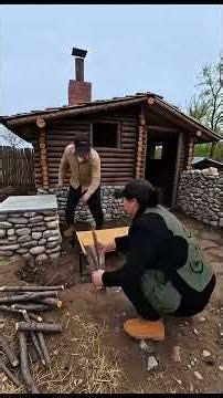 Watch Me Build a Log Cabin in One Video 🏡 #cabinbuild #construction #diy