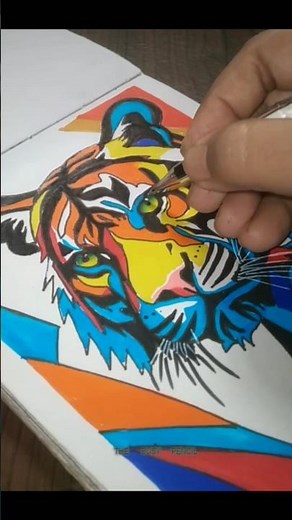 💥🤯Tiger Painting With Brush Pens|Abstract Painting #art #drawing #painting #shorts #tiger #abstract