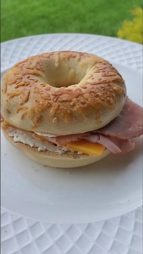 Ham and Cheese Bagel for Breakfast