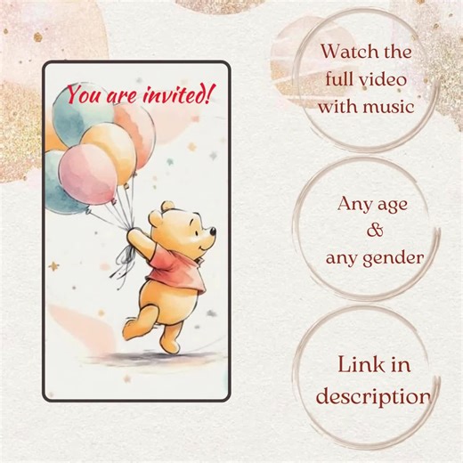 Editable Winnie the Pooh Birthday Video Invitation,canva Template,party Invite for With Music, Classic Winnie the Pooh Animated Invite - Etsy