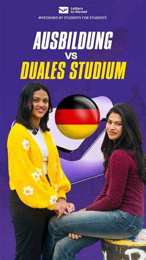 Letters To Abroad (LTA) | Designed by Students, For Students on Instagram: "Ausbildung 🇩🇪 vs Duales Studium 🇩🇪 @letterstoabroad_ Ausbildung vs Duales Studium vs University in Germany – what’s the REAL difference? If you’re planning to study or train in Germany, you’ve probably seen terms like “Ausbildung” and “Duales Studium” – but no one clearly explains how they are NOT the same thing. In this reel, I break down in simple language: • What Ausbildung in Germany actually is (official vocatio