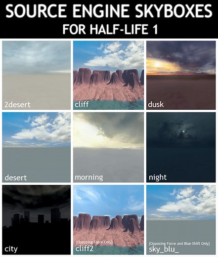 Source Engine Skyboxes for Half-Life 1 addon