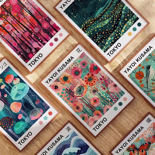 Yayoi Kusama Flower Poster Modern Pop Art Print Japanese Abstract Floral Design Polka Dot Botanical Wall Decor for Contemporary Homes - Etsy