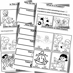 Problem Solving Worksheets for Kids,aba Autism SPED Social Skills,black & White Printable SEL Activities - Etsy UK