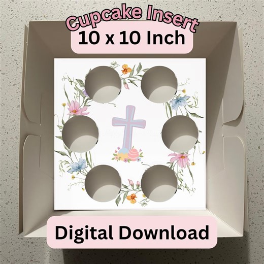 Easter Cupcake Box Insert Template | 10x10 Cake Box Packaging (digital Download) - Etsy
