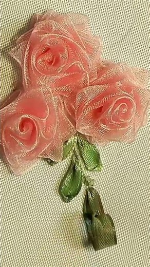 Pink Ribbon Roses Embroidery | Beautiful Ribbon & Thread Embroidery SHORT