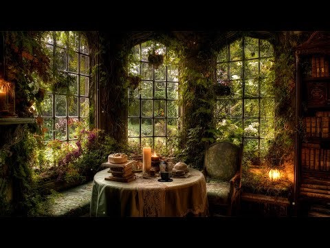 Enchanted Witchy Tearoom Ambience | Fantasy Autumn Music & Magical Nature ~ Read, Work or Rest