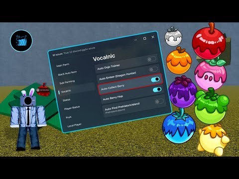 Blox Fruits Script | Auto Collect Berry & Auto Hop Berry | W-azure Hub Showcase [FREE] Easy To Use
