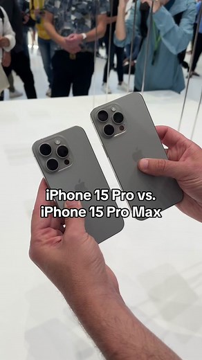 iPhone 15 Pro vs. iPhone 15 Pro Max side-by-side comparison 🤝 #iphone15promax #iphone15pro #iphone15news #iphonenews #appleevent #applenews #smartphones #iphone #titanium #iphonereview #newiphone