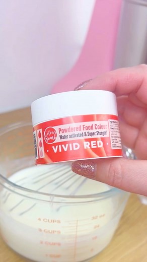 18K views · 152 reactions | Vivid Red Velvet Cake ❤️ made with literally 1/4 of the amount of red food coloring as usual!  Stir the powder into your Buttermilk until all the lumps are dissolved then mix it into your batter- that’s it! We used 1/2 TBSP (usually takes 2 TBSP of red gel color), but you can play around with the amount, depending on how red you want your cake to be! Order Colour Bomb from frostform.com ❤️ | Frost Form | Facebook