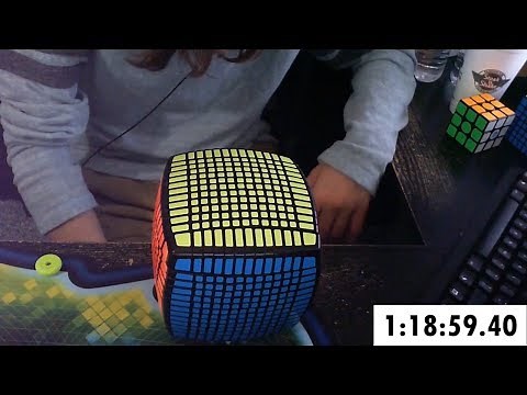 13x13 Rubik's Cube Solved in 1:18:59.40 (Timelapse)