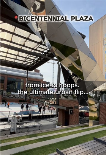 Watch this spot go from ice to hoops! The ultimate urban flip, which would prefer? Indy’s Bicentennial Unity Plaza is the coolest 365-day transformation in the city! It’s officially freezing in Indy this weekend! 🥶 Are you brave enough to lace up the skates in the cold, or are you waiting for the court to return? 🧊🏀 #Indianapolis #Architecture #indyiceskating #bicentennialunityplaza #Indy