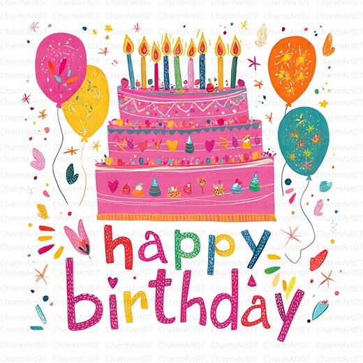 22 Pink Birthday Cake Clipart, Cake Clipart, Printable Watercolor Clipart, High Quality Jpgs, Digital Download, Paper Craft, Junk Journals - Etsy